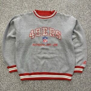 Vintage NFL San Francisco 49ers Sweatshirt Mens M Pro Line Sweater Grey Red